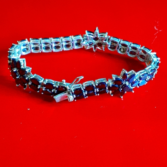 Jewelry - Vintage silver and garnet tennis bracelet  Gorgeous!